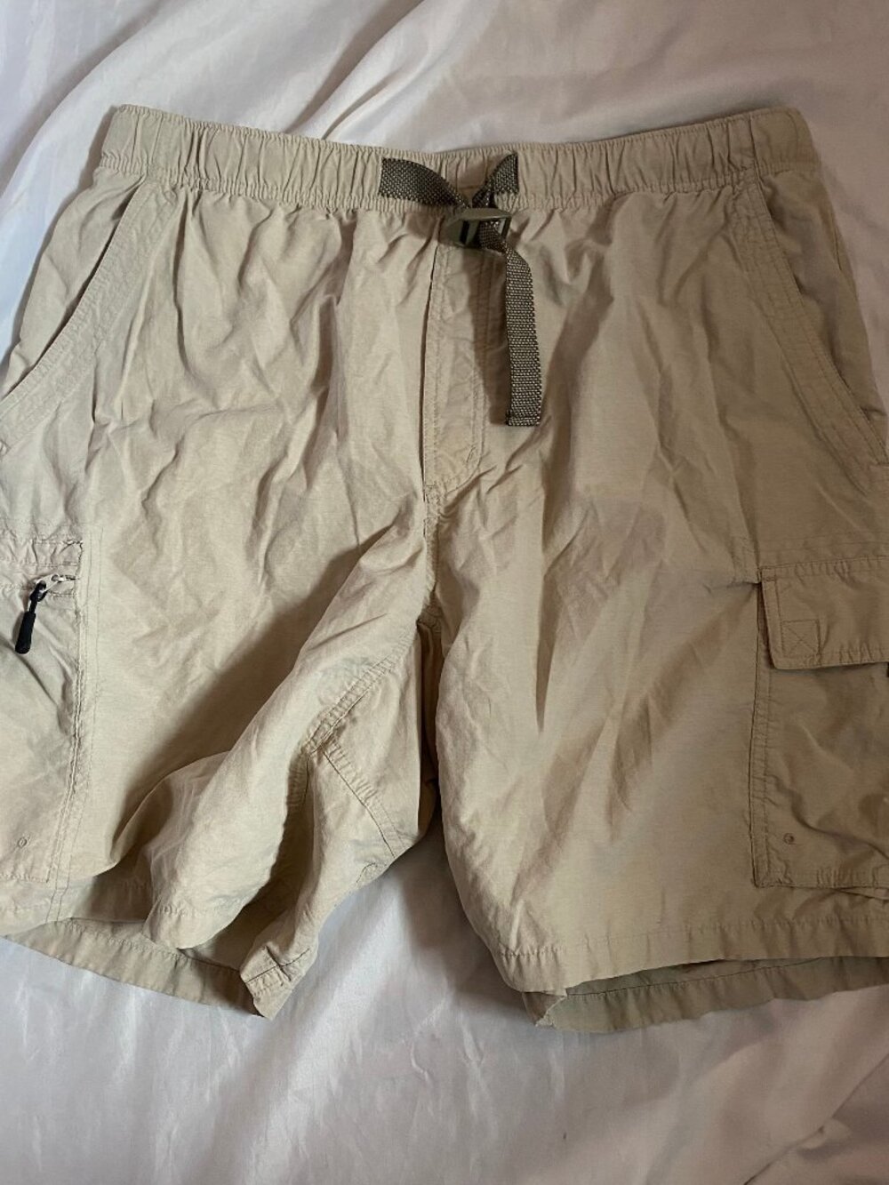 Columbia Cargo Tan Khaki Belted Hiking Shorts Mens Size Large